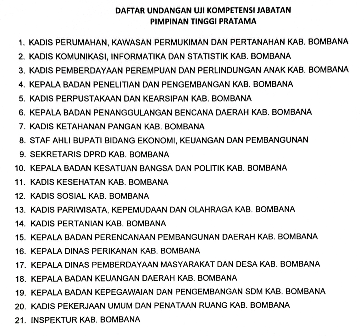 Job Fit Eselon II Dimulai, Kursi Pejabat OPD Bombana Mulai Panas 2 JOB FIT ESELON II BOMBANA