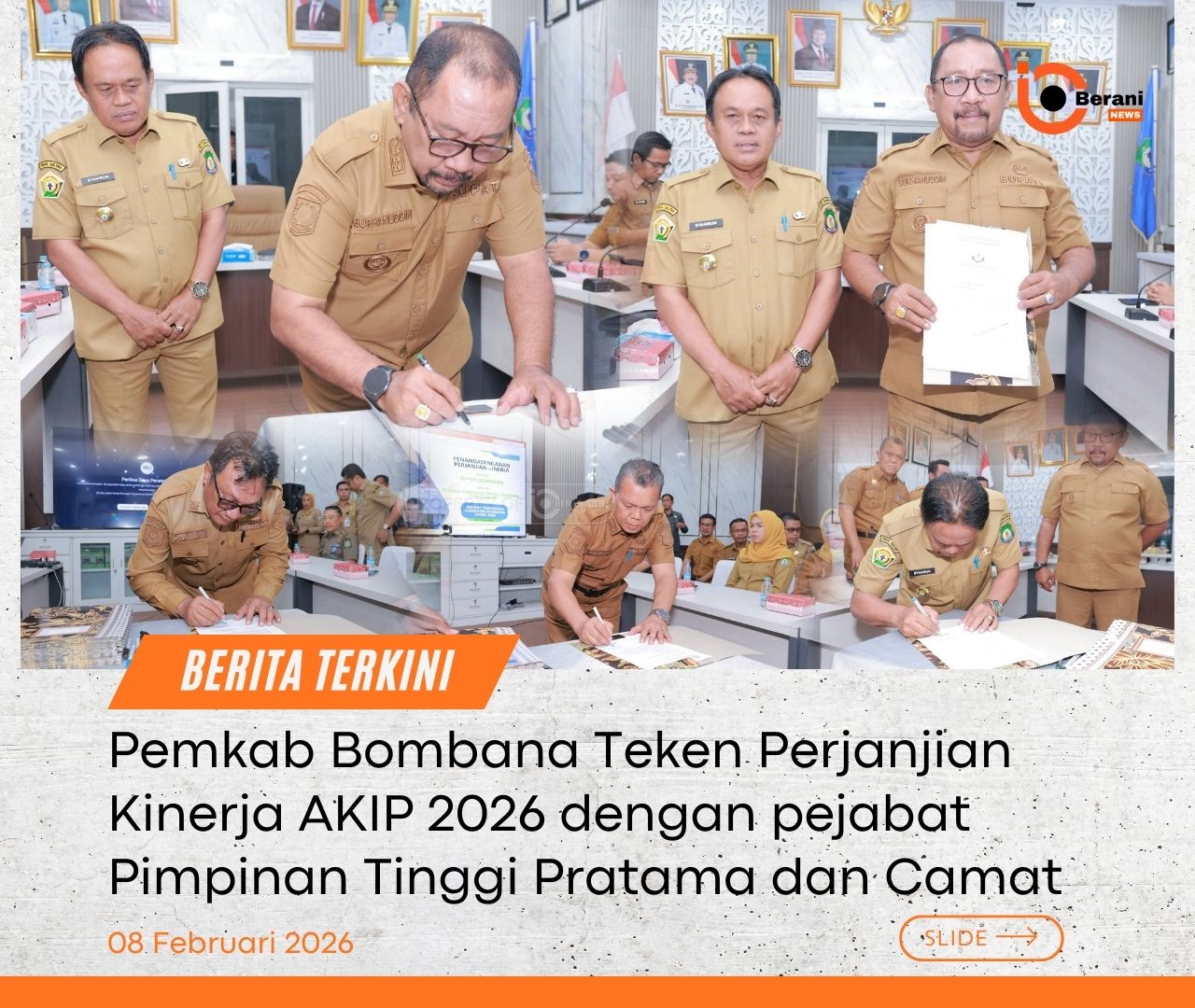 Pemkab Bombana Teken Perjanjian Kinerja AKIP 2026