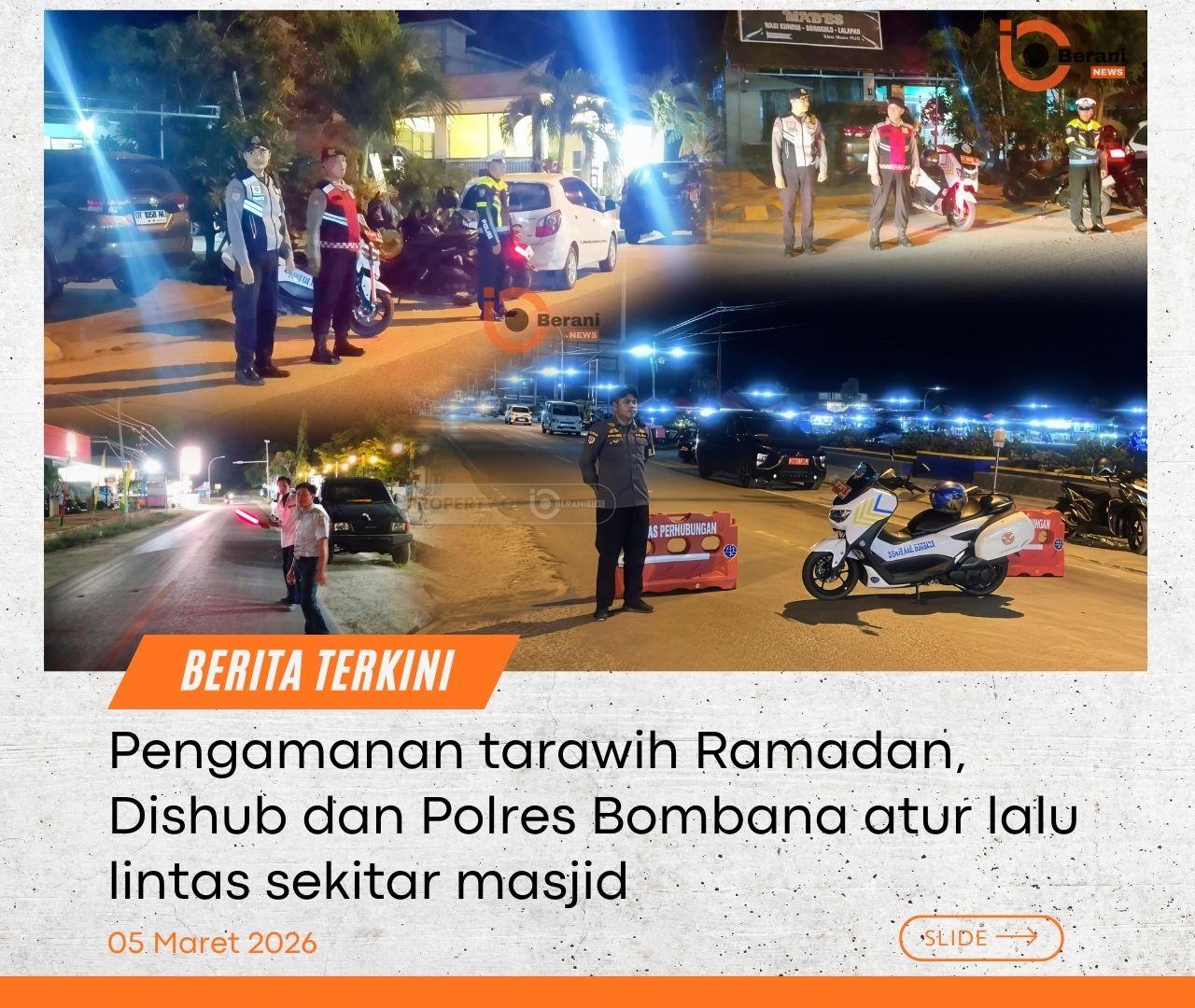 Dishub Bombana dan Polres Bombana Atur Lalu Lintas Tarawih