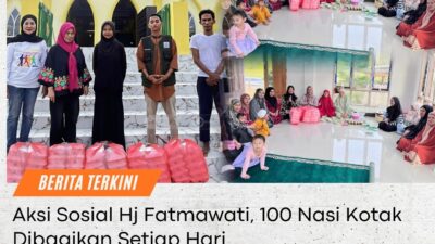 Hj Fatmawati Kasim Marewa bagi nasi kotak