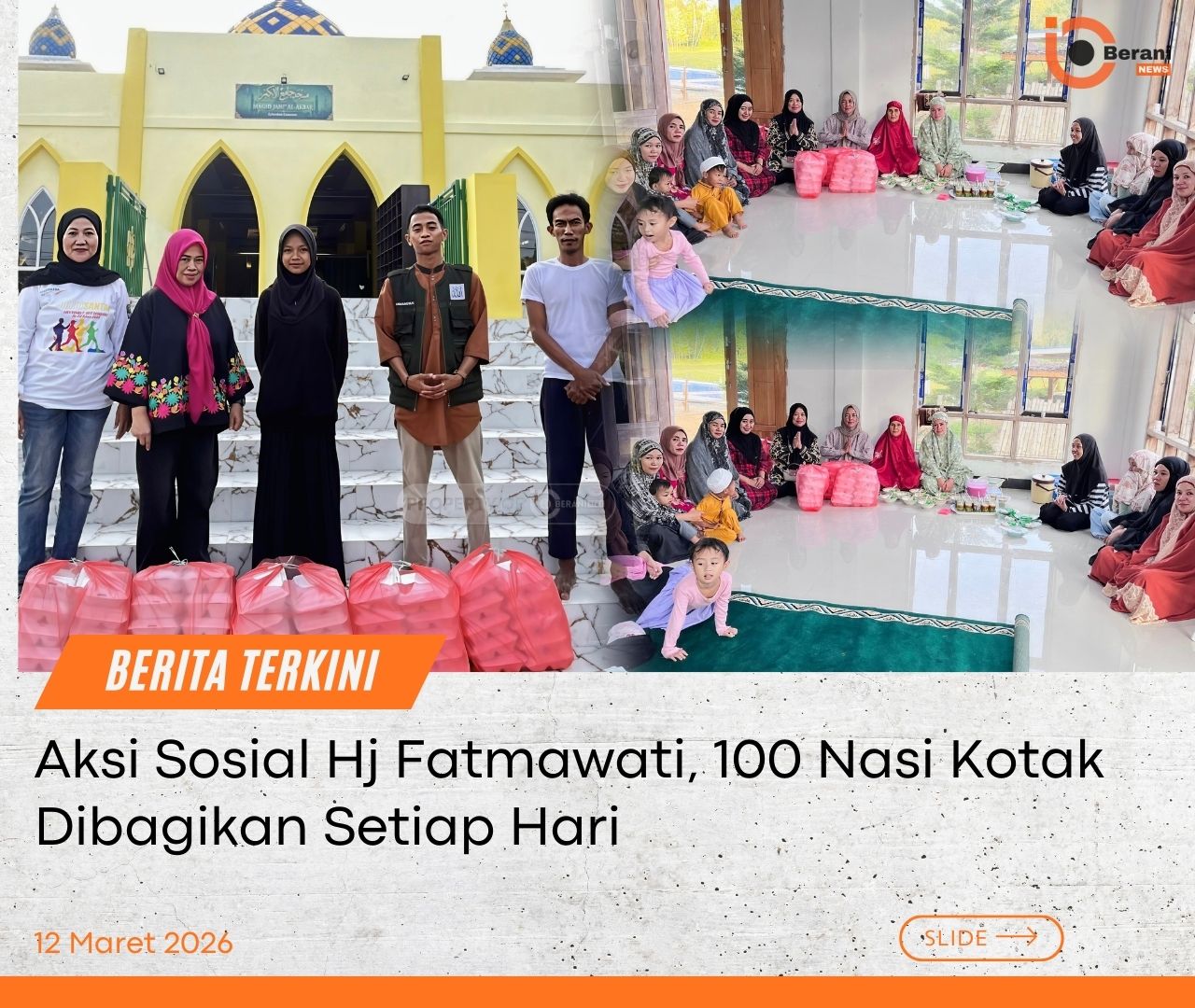 Hj Fatmawati Kasim Marewa bagi nasi kotak