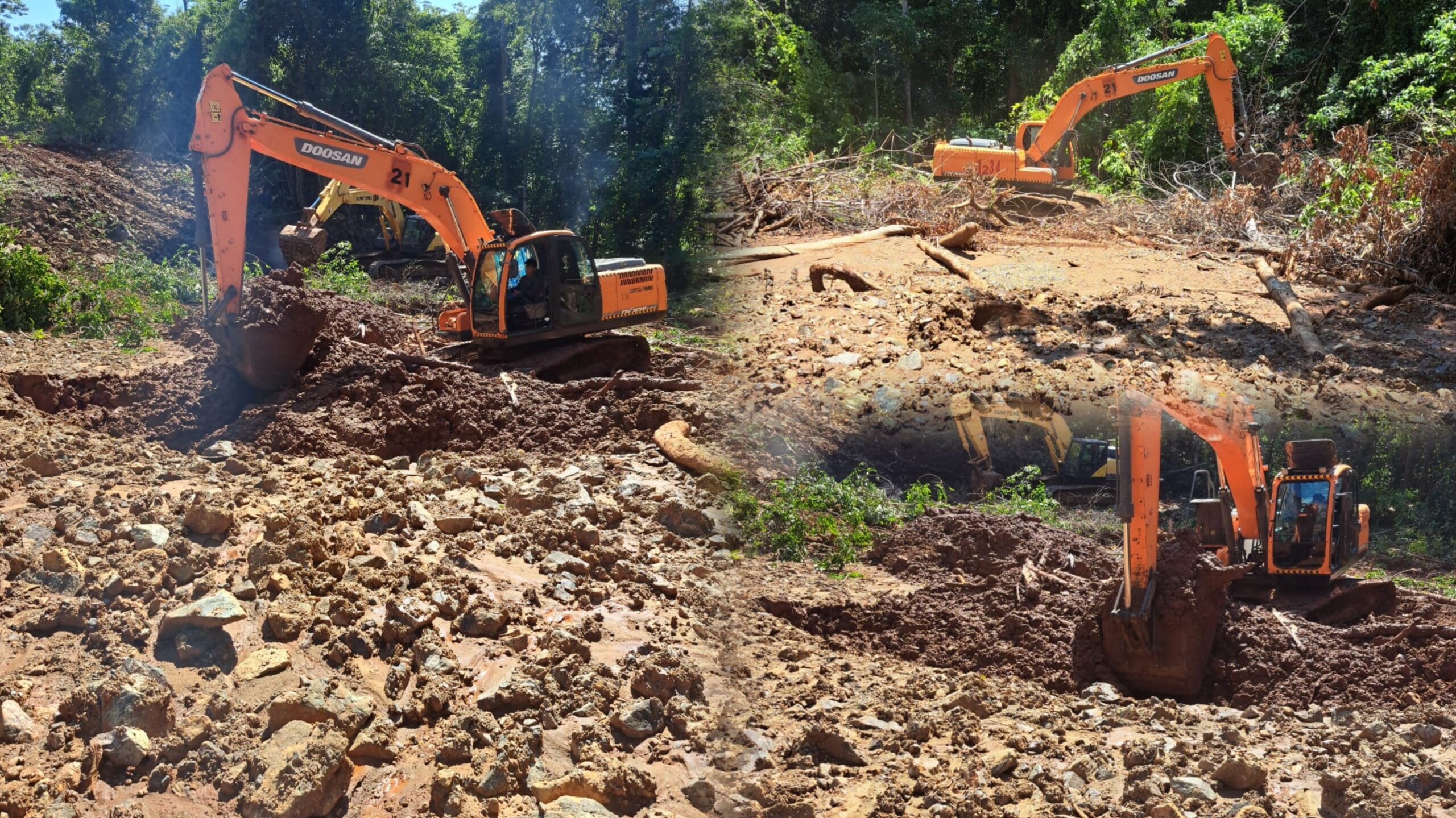 Ketgam: Alat PT Almhariq, saat melakukan penanganan longsor.