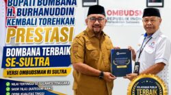 Bupati Bombana H. Burhanuddin Kembali Torehkan Prestasi, Bombana Terbaik Se-Sultra Versi Ombudsman RI