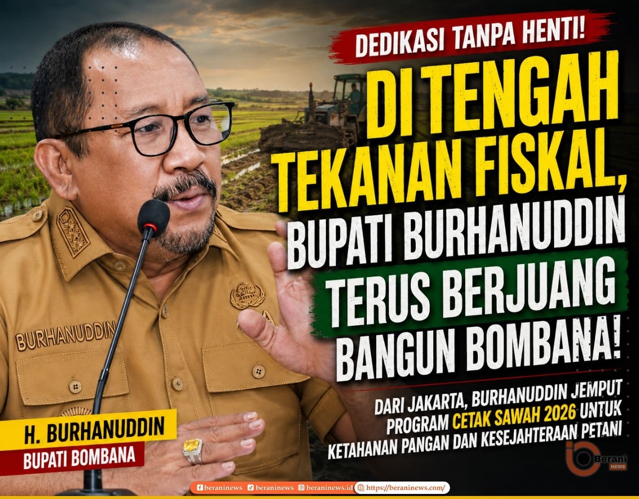 DI TENGAH TEKANAN FISKAL BUPATI BURHANUDDIN TETAP GASPOL JEMPUT PROGRAM CETAK SAWAH UNTUK BOMBANA