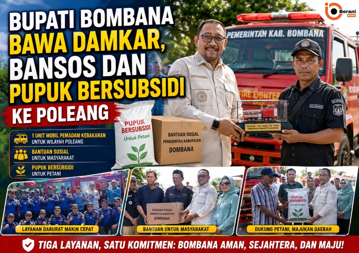 Dari Damkar hingga Pupuk Bersubsidi Bupati Bombana Bawa Tiga Layanan Sekaligus ke Poleang