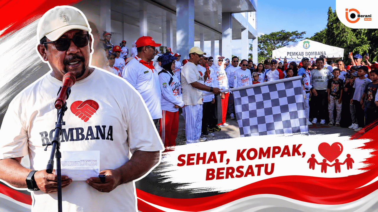 Bupati Bombana mengikuti jalan santai HUT ke-81 RI bersama masyarakat