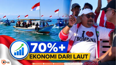 Pawai Perahu Merah Putih di perairan Kasipute dan Bupati Bombana bersama nelayan