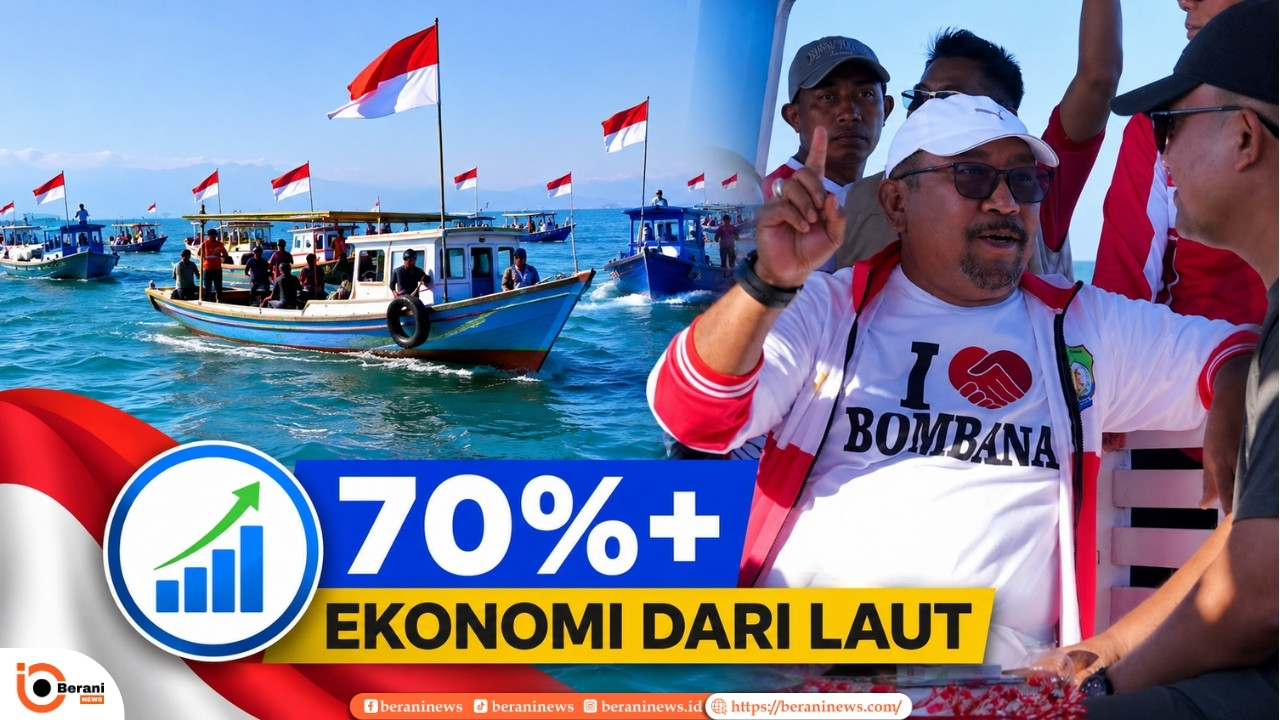 Pawai Perahu Merah Putih di perairan Kasipute dan Bupati Bombana bersama nelayan