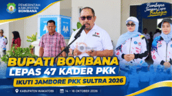 Bupati Bombana melepas kontingen Jambore Kader PKK dan HKG PKK ke-54 tingkat Provinsi Sulawesi Tenggara 2026